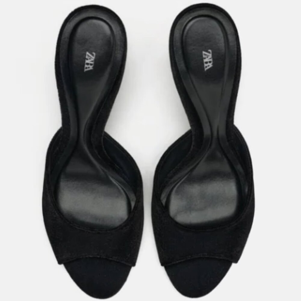 Zara velvet, black mule - women's size 9